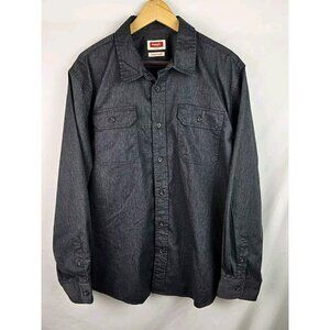 Wrangler Men's Shirt Size XL Dark Gray Long Sleeve Button Down Top Flex Comfort